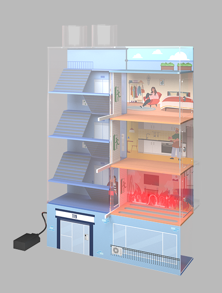 고층 화재연기흐름 교구